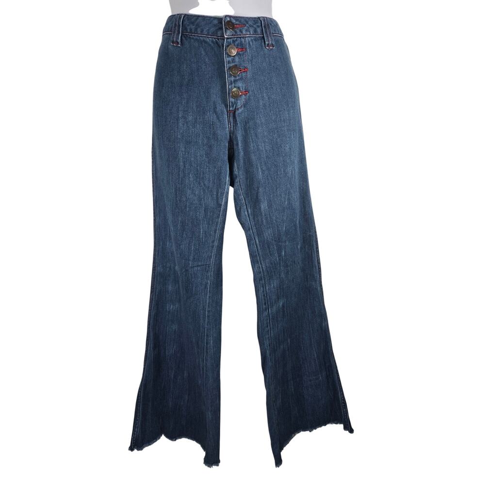 Free People Heartbreaker Embroidered Jeans Size 24 - Picture 3 of 11